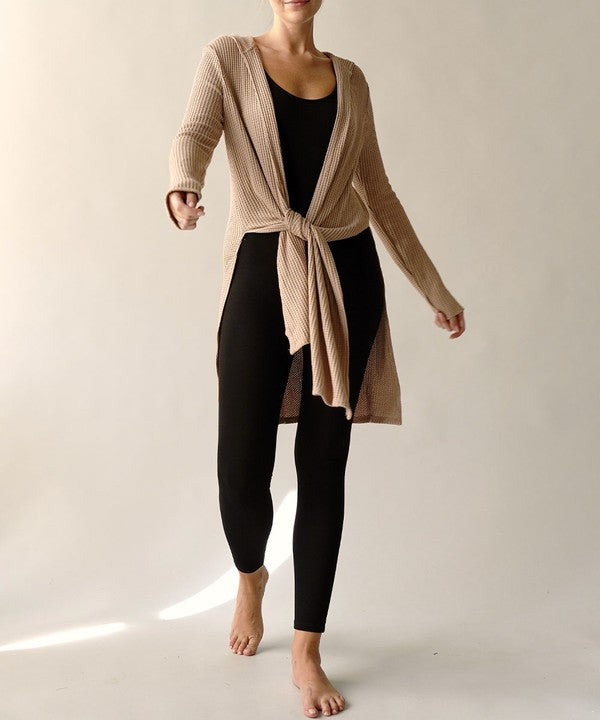 BAMBOO waffle hoodie cardigan