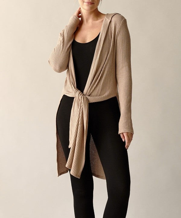 BAMBOO waffle hoodie cardigan