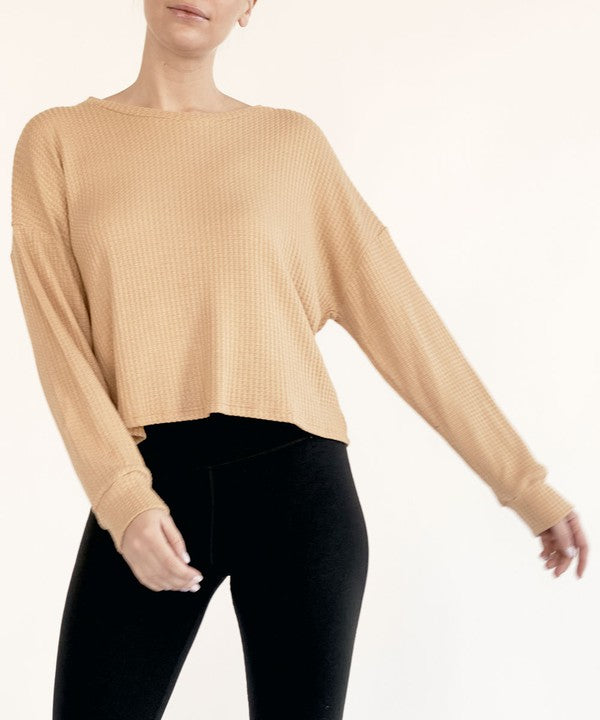 BAMBOO waffle loose crop top