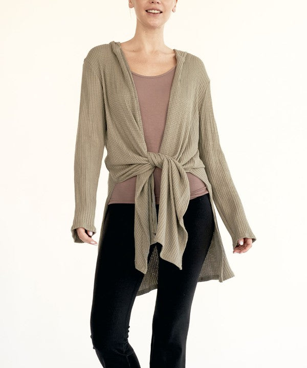 BAMBOO waffle hoodie cardigan