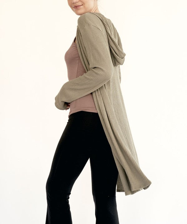 BAMBOO waffle hoodie cardigan