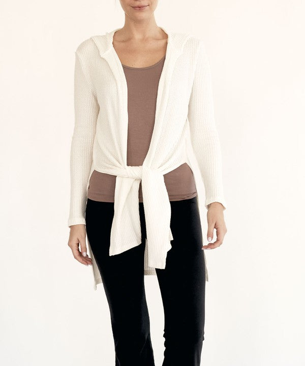 BAMBOO waffle hoodie cardigan