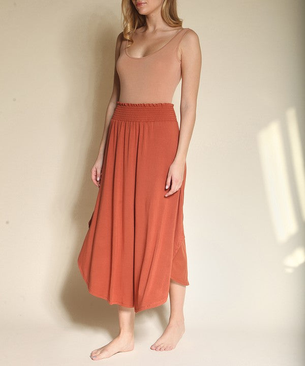 BAMBOO smocked waist maxi skirt