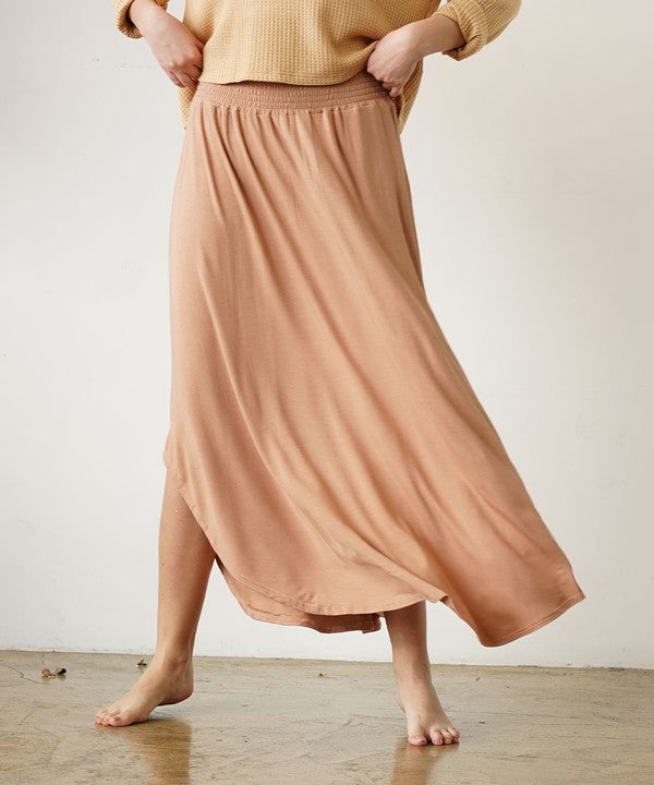 BAMBOO smocked waist maxi skirt