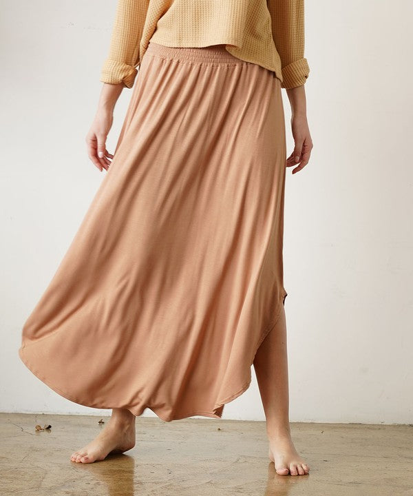 BAMBOO smocked waist maxi skirt