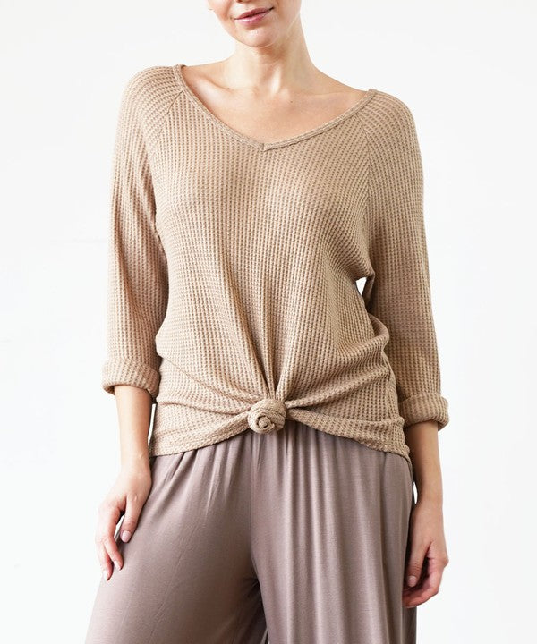 BAMBOO waffle loose fit top