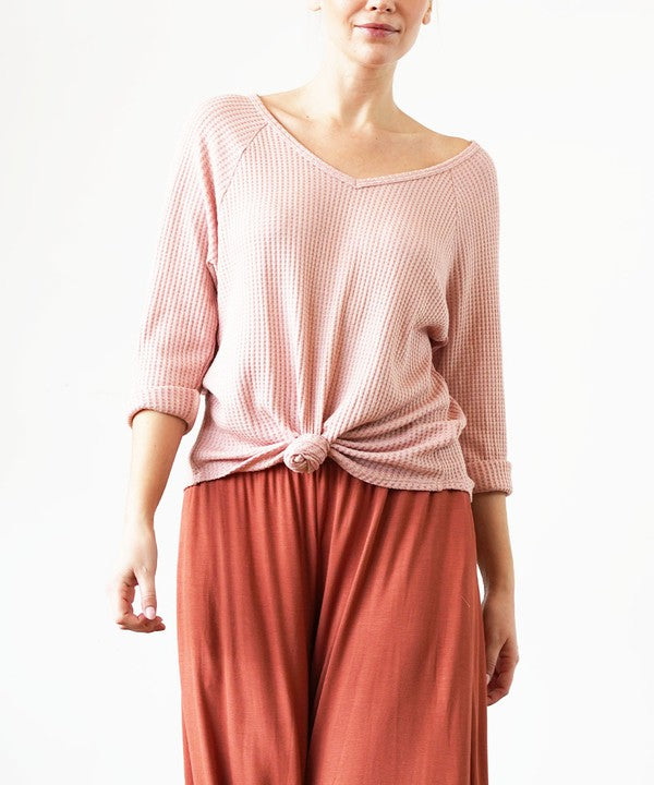 BAMBOO waffle loose fit top