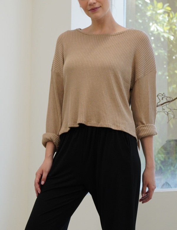 BAMBOO waffle loose crop top