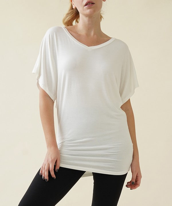 BAMBOO side ruched tunic top