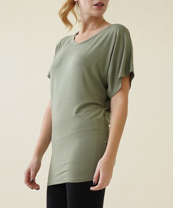 BAMBOO side ruched tunic top