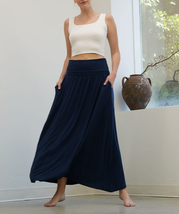 BAMBOO banded maxi skirt