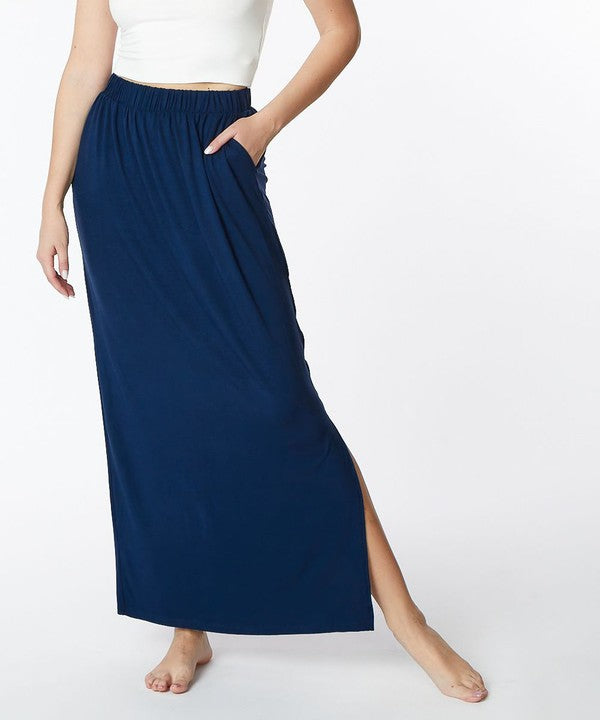 BAMBOO side slit maxi skirt