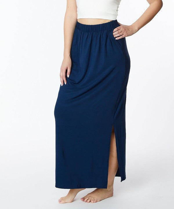 BAMBOO side slit maxi skirt