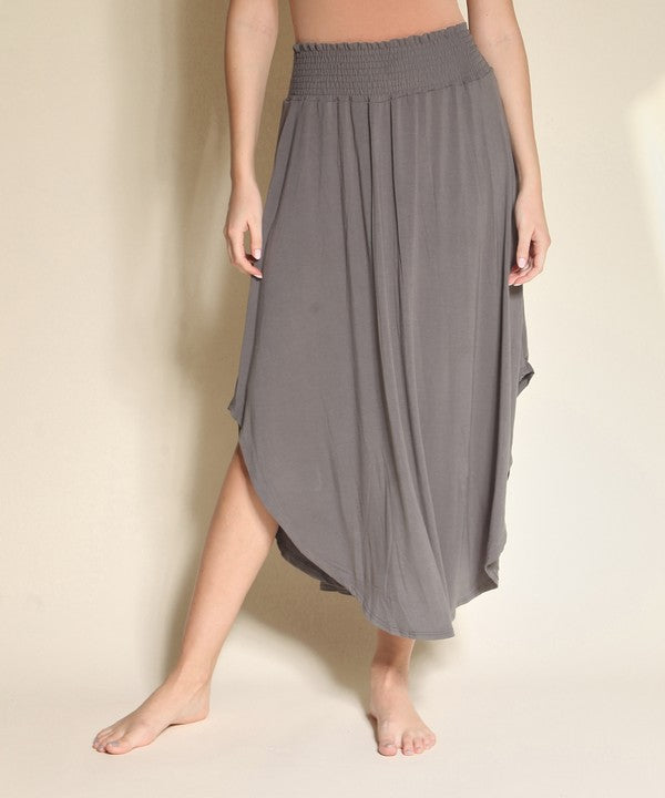 BAMBOO smocked waist maxi skirt