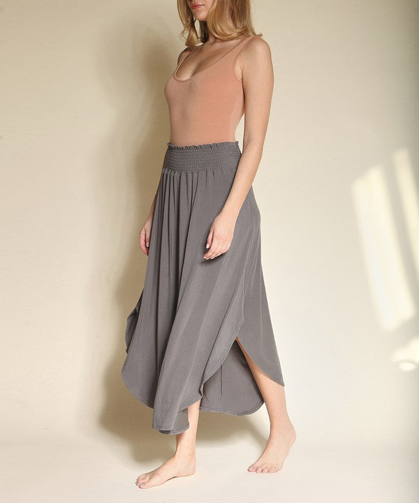 BAMBOO smocked waist maxi skirt