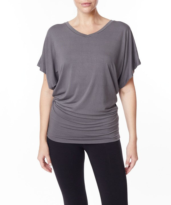 BAMBOO side ruched tunic top