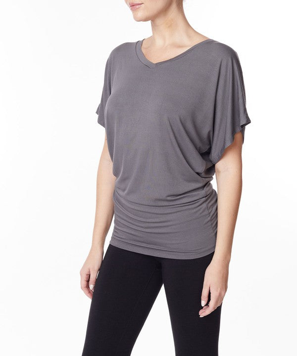 BAMBOO side ruched tunic top