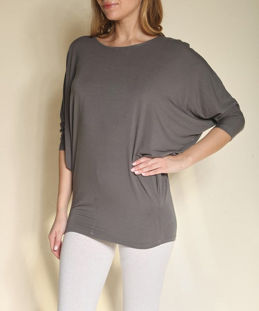 BAMBOO side ruched dolman top