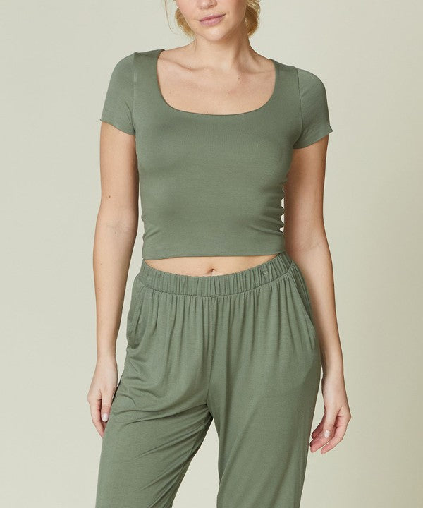 BAMBOO double layer crop tee